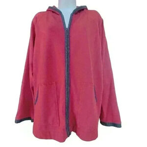Sport Savvy Zip-Up Hoodie/Burgundy w/Gray Trim/ Size 1X